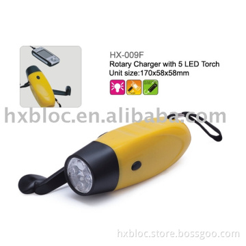 Rotary charger with 5 LED Torch